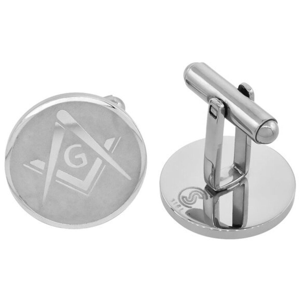 New Stainless Steel Masonic Symbol Cufflinks Square and Compass 3/4 inch